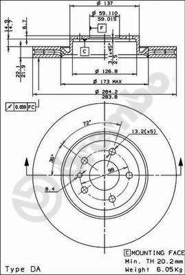 Disc frana fata BREMBO Coated-147-156