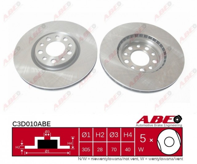 Disc Frana Fata ABE  ALFA ROMEO 159, BRERA, GIULIETTA, SPIDER