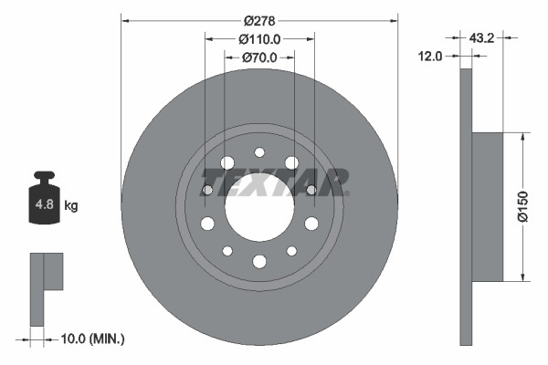 Disc Frana Spate (278) TEXTAR ALFA ROMEO 159, BRERA, GIULIETTA,