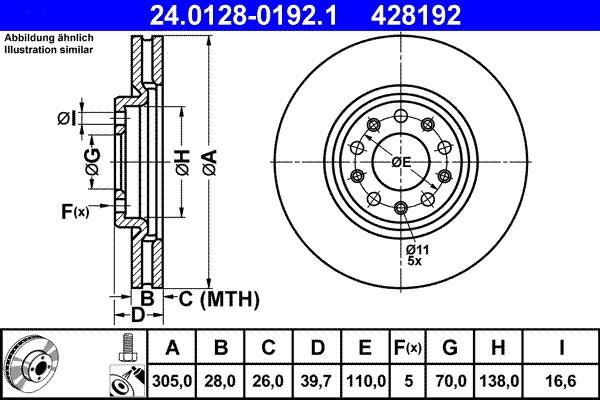 Disc Frana Fata ATE Alfa Romeo  159, BRERA- GIULIETTA- SPIDER